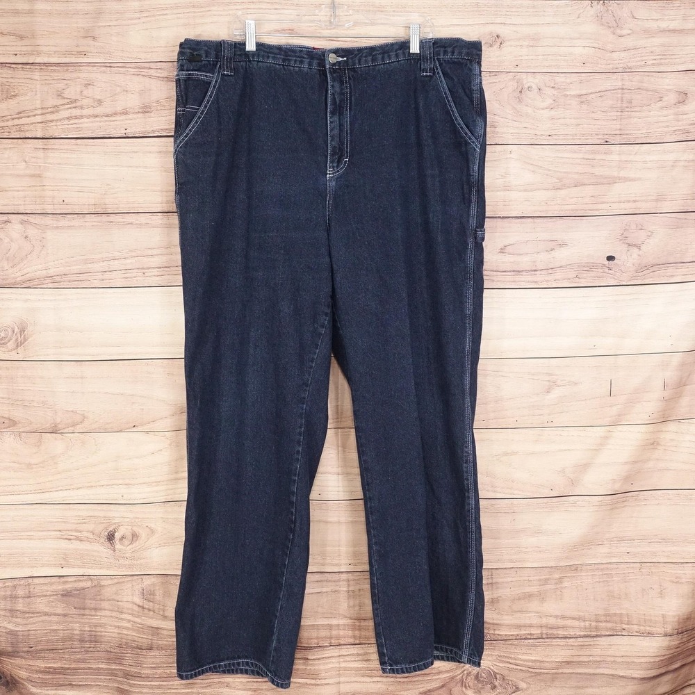 Craftsman Jeans Mens 42x31 (44x32) Blue Dark Wash Relaxed Fit Carpenter Denim
